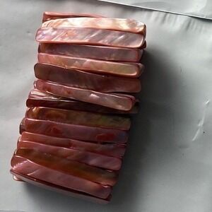 Shell Bead Bracelet Reddish Pink Stretch Stackable Gemstone Jewelry